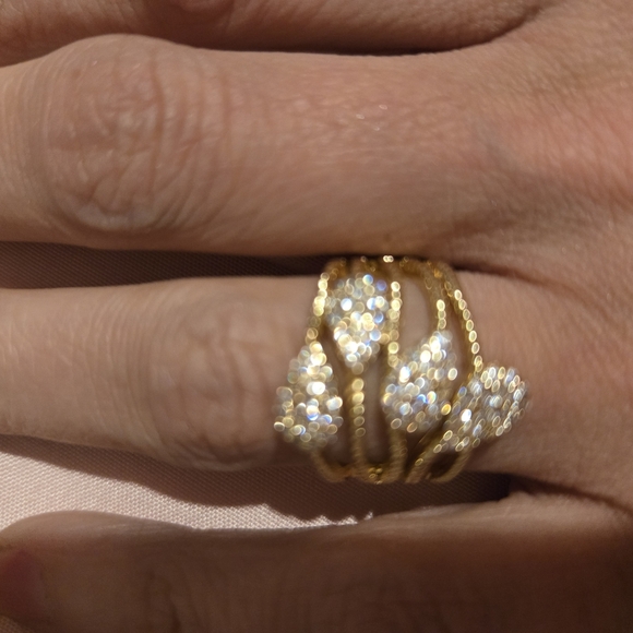 Radiant Gold and Silver Ring with Intricate Design- 21kgp DUABI JEWELRY - Picture 2 of 7